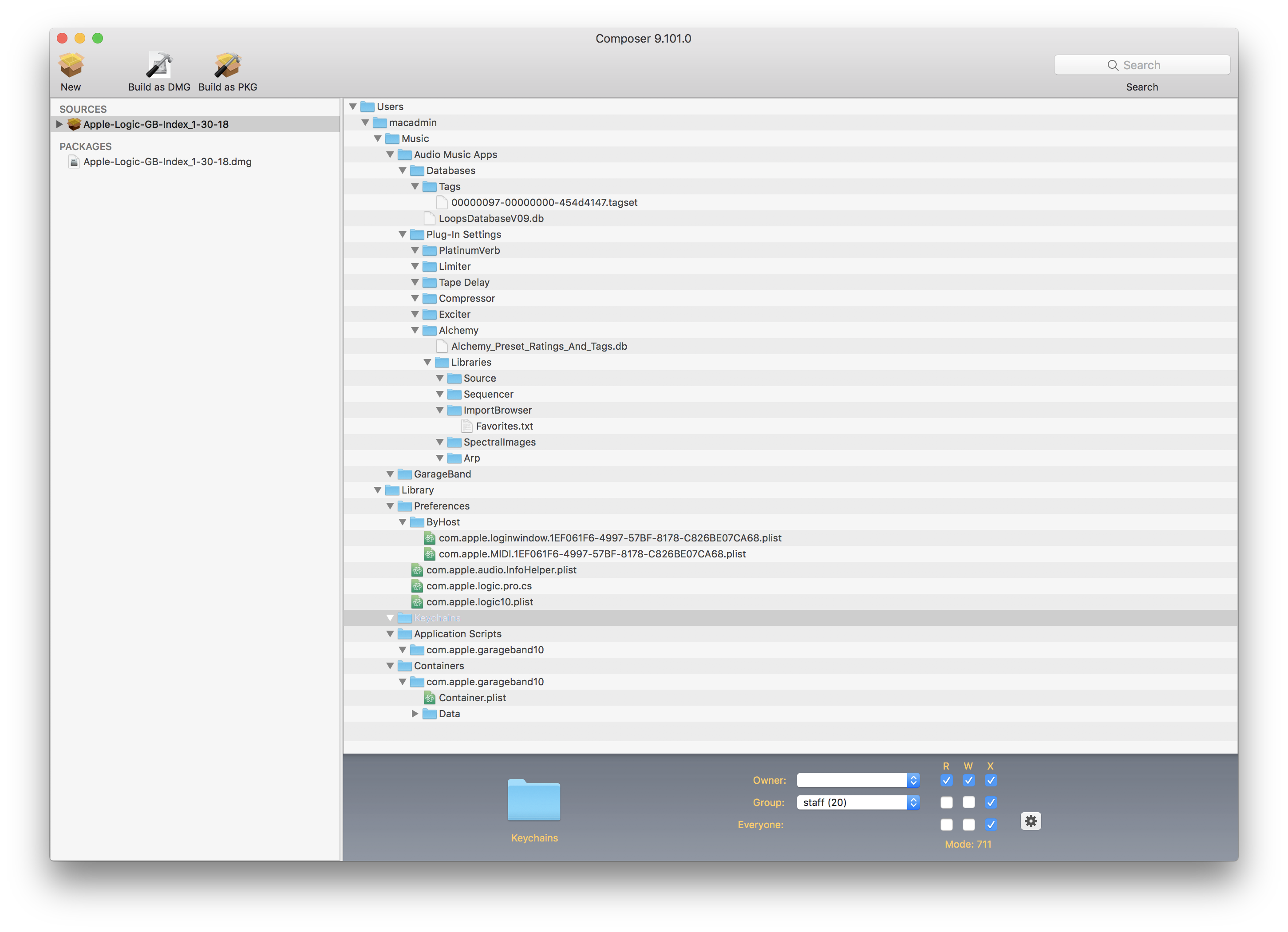 Screenshot of composer window showing files and folders expanded.