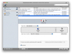 Screenshot of the deploy studio window with settings